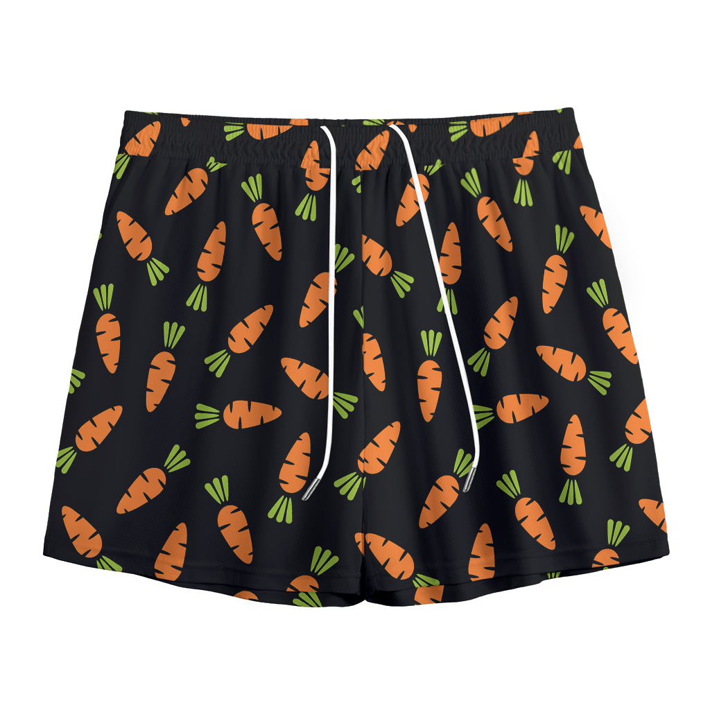 Black Carrot Pattern Print Mesh Shorts