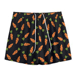 Black Carrot Pattern Print Mesh Shorts