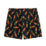 Black Carrot Pattern Print Mesh Shorts