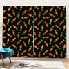 Black Carrot Pattern Print Pencil Pleat Curtains