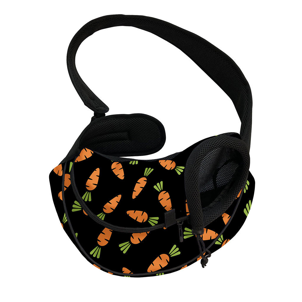 Black Carrot Pattern Print Pet Sling Carrier