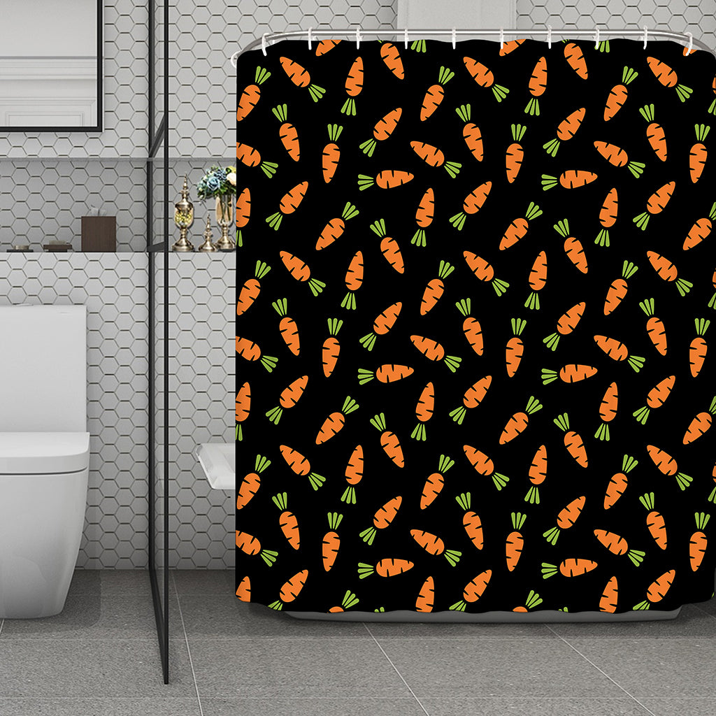 Black Carrot Pattern Print Polyester Shower Curtain