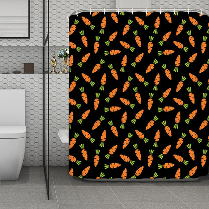 Black Carrot Pattern Print Polyester Shower Curtain