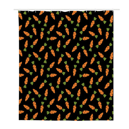 Black Carrot Pattern Print Polyester Shower Curtain