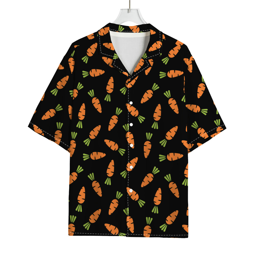 Black Carrot Pattern Print Rayon Hawaiian Shirt