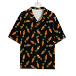 Black Carrot Pattern Print Rayon Hawaiian Shirt