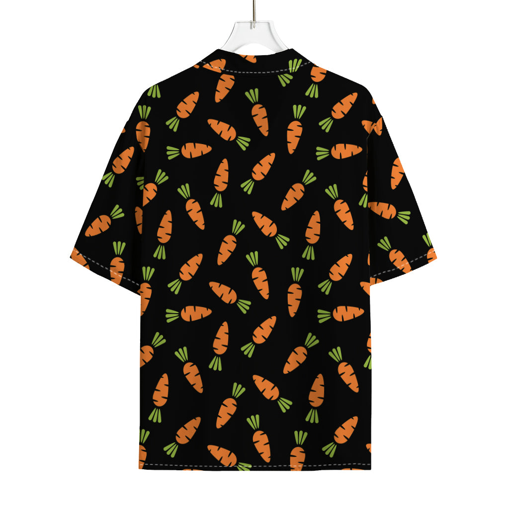 Black Carrot Pattern Print Rayon Hawaiian Shirt