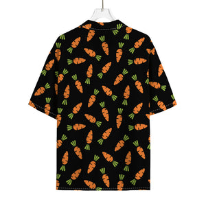 Black Carrot Pattern Print Rayon Hawaiian Shirt