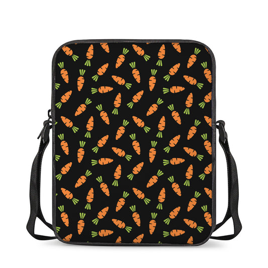 Black Carrot Pattern Print Rectangular Crossbody Bag