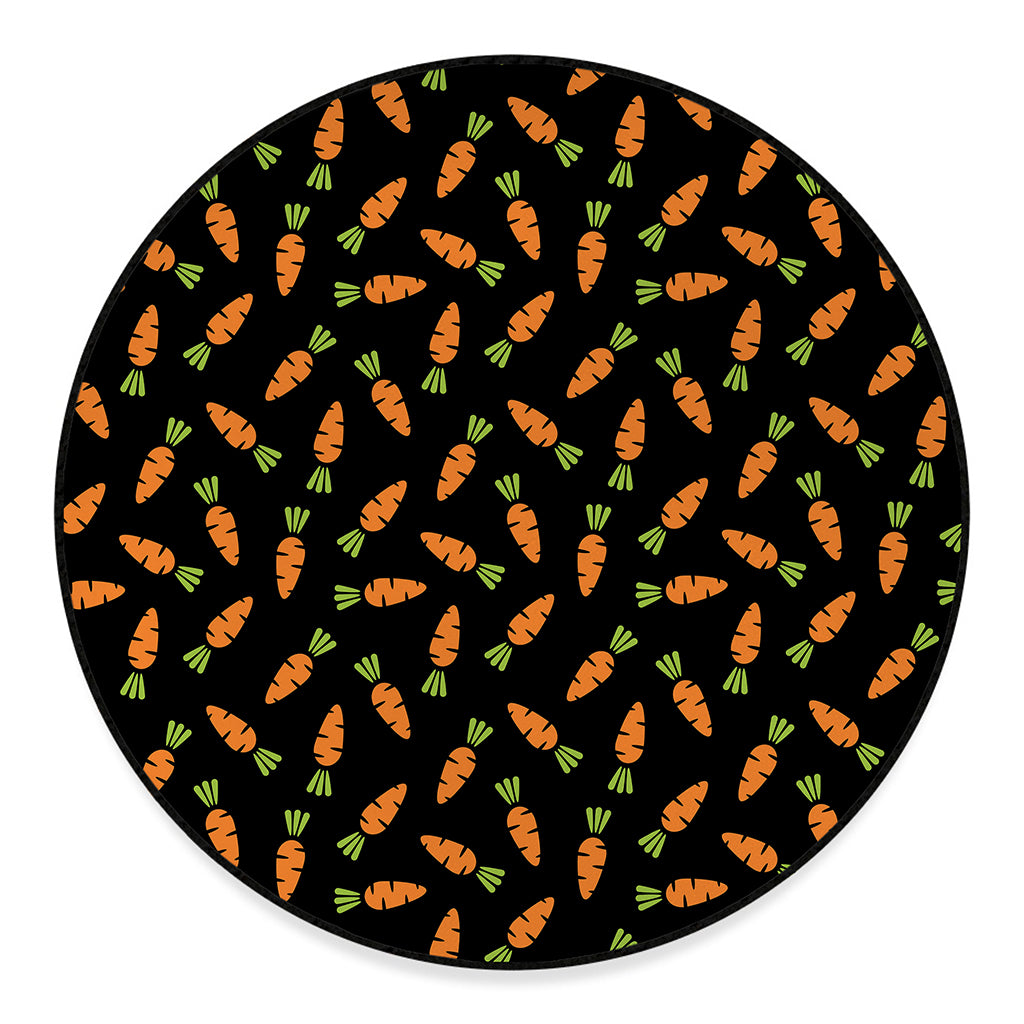 Black Carrot Pattern Print Round Floor Mat