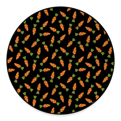 Black Carrot Pattern Print Round Floor Mat