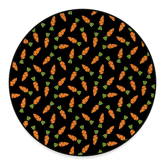 Black Carrot Pattern Print Round Floor Mat