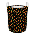 Black Carrot Pattern Print Round Laundry Basket