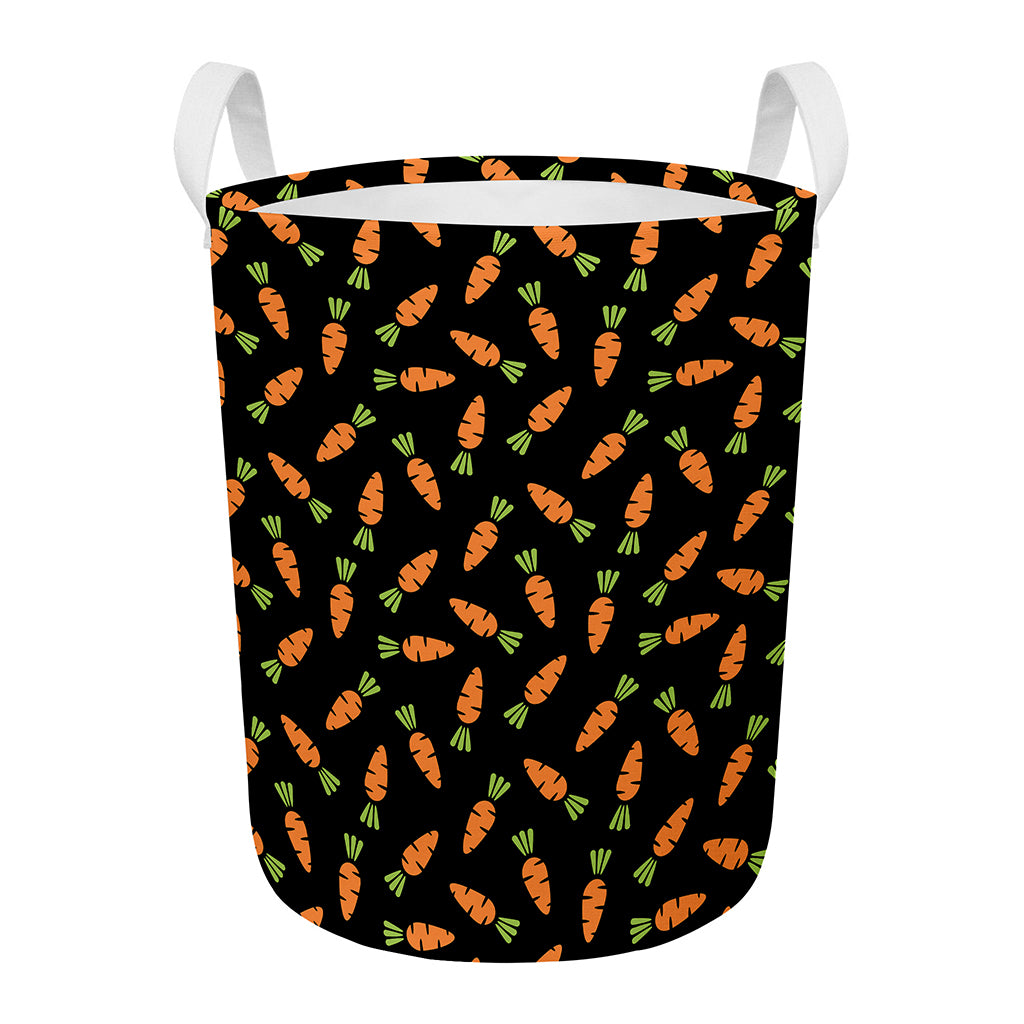 Black Carrot Pattern Print Round Laundry Basket