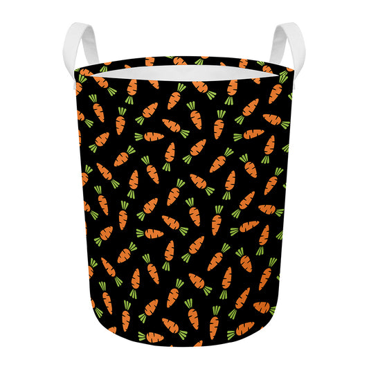 Black Carrot Pattern Print Round Laundry Basket
