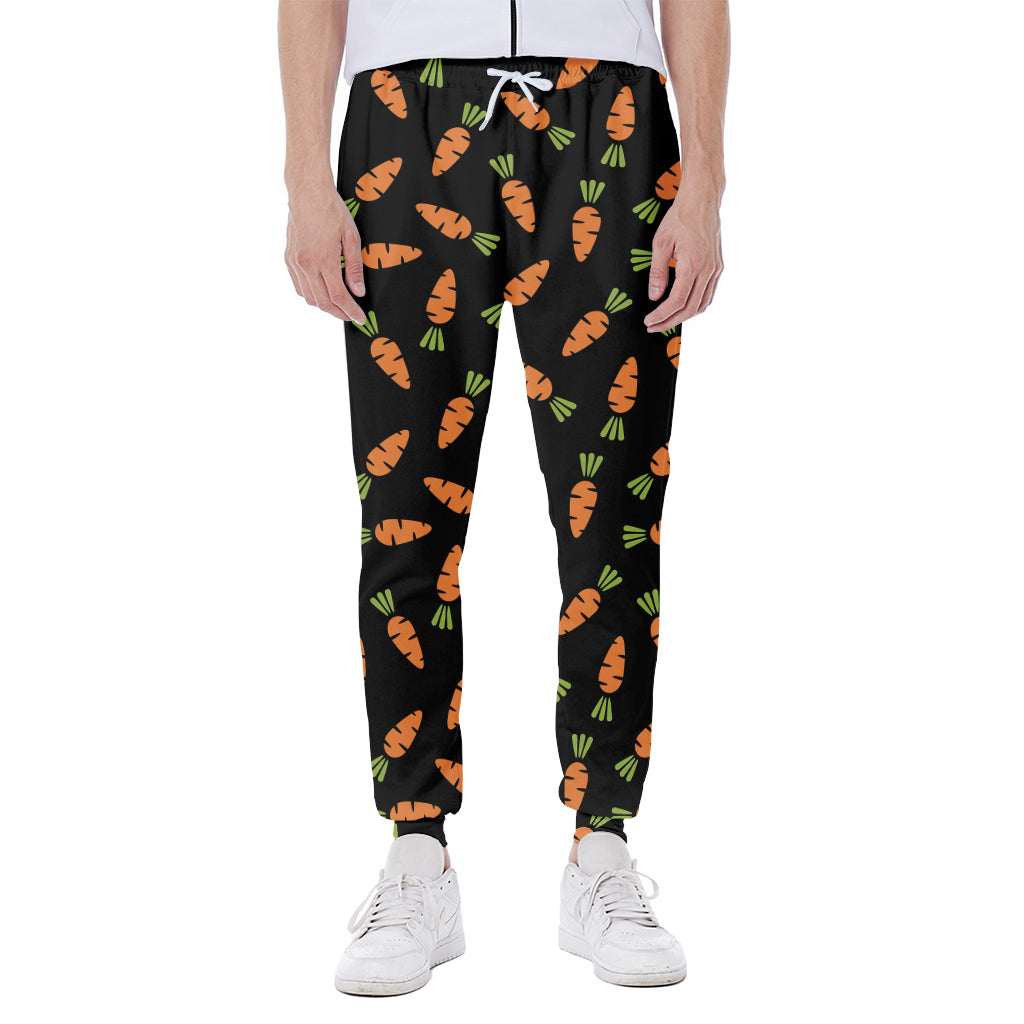 Black Carrot Pattern Print Scuba Joggers