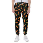 Black Carrot Pattern Print Scuba Joggers