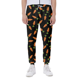 Black Carrot Pattern Print Scuba Joggers