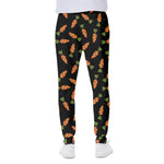 Black Carrot Pattern Print Scuba Joggers