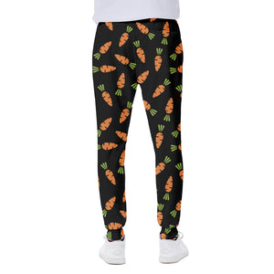 Black Carrot Pattern Print Scuba Joggers