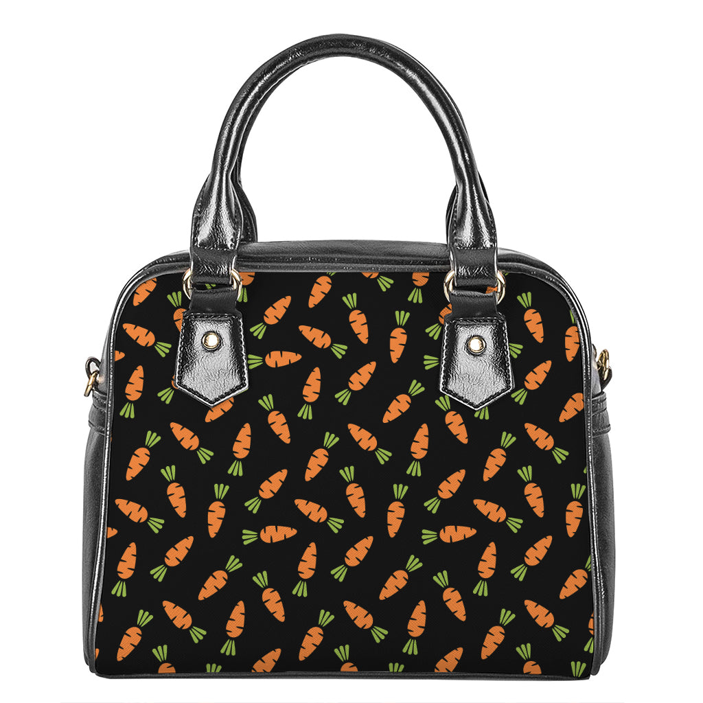 Black Carrot Pattern Print Shoulder Handbag