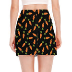 Black Carrot Pattern Print Side Slit Mini Skirt