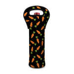 Black Carrot Pattern Print Single Neoprene Wine Tote