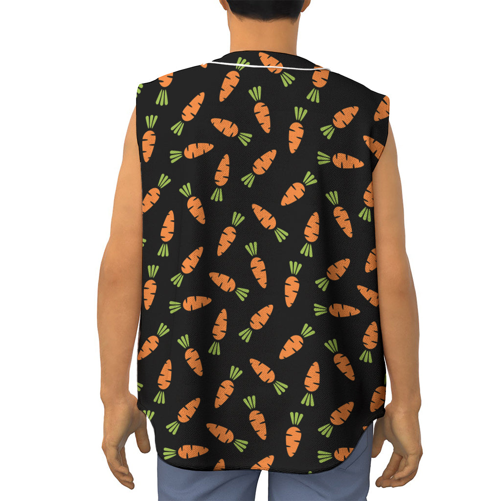 Black Carrot Pattern Print Sleeveless Baseball Jersey