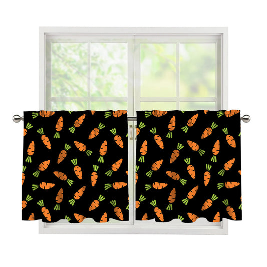 Black Carrot Pattern Print Tier Curtains