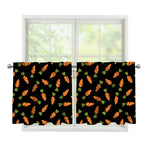 Black Carrot Pattern Print Tier Curtains
