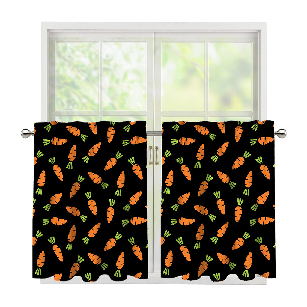 Black Carrot Pattern Print Tier Curtains