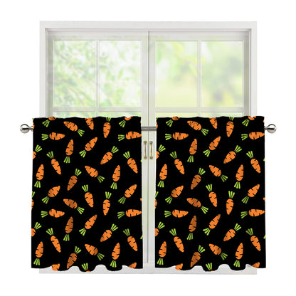 Black Carrot Pattern Print Tier Curtains