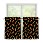 Black Carrot Pattern Print Tier Curtains