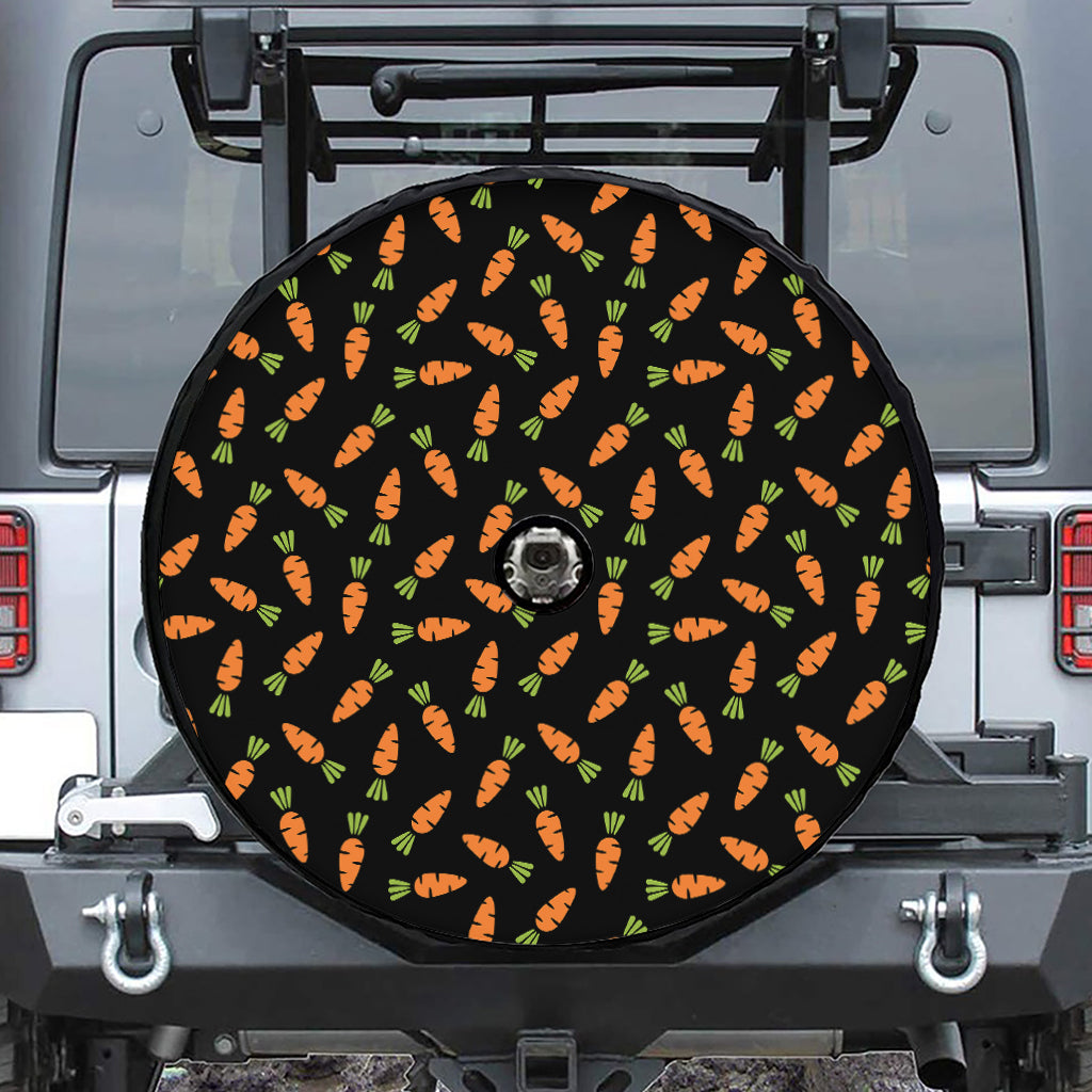 Black Carrot Pattern Print Tire Cover With Camera Hole