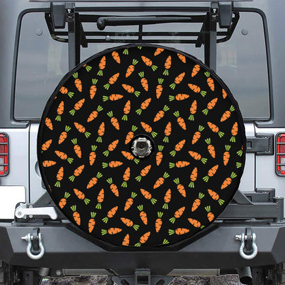 Black Carrot Pattern Print Tire Cover With Camera Hole