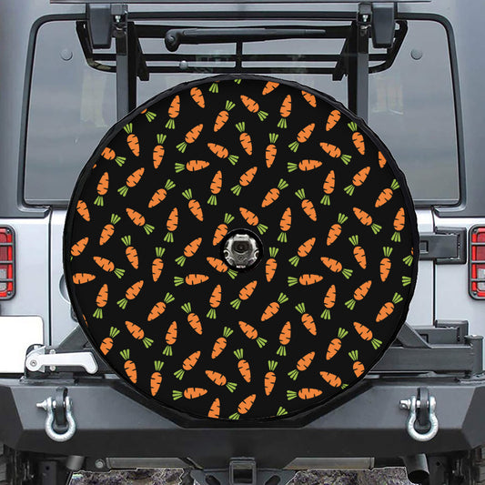 Black Carrot Pattern Print Tire Cover With Camera Hole