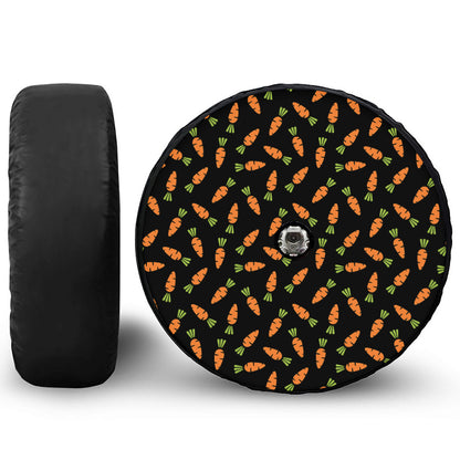 Black Carrot Pattern Print Tire Cover With Camera Hole