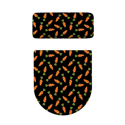 Black Carrot Pattern Print Toilet Lid And Tank Cover Set