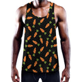 Black Carrot Pattern Print Men's Workout Tank Top