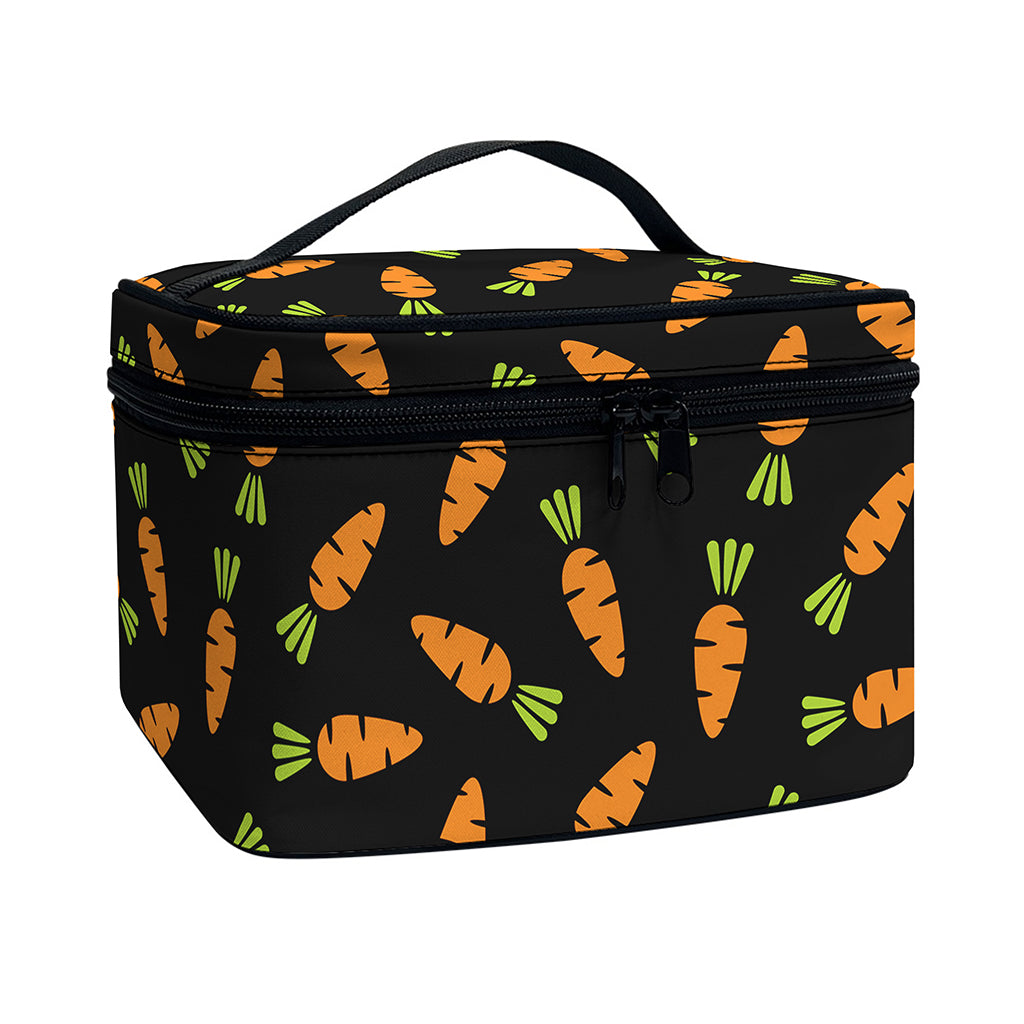 Black Carrot Pattern Print Travel Makeup Bag