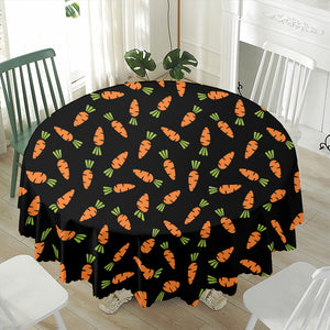 Black Carrot Pattern Print Waterproof Round Tablecloth