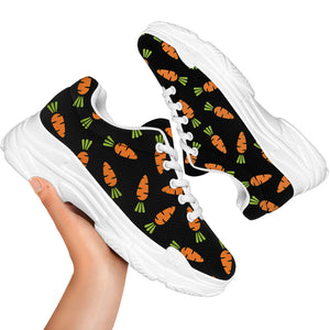 Black Carrot Pattern Print White Chunky Shoes