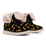 Black Carrot Pattern Print Winter Boots
