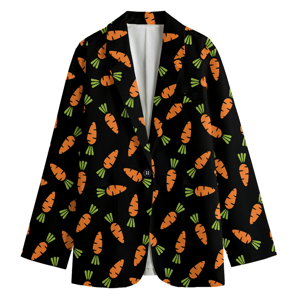 Black Carrot Pattern Print Women's Blazer