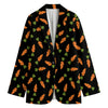 Black Carrot Pattern Print Women's Blazer