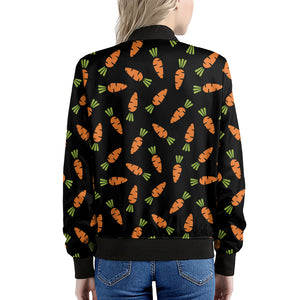 Black Carrot Pattern Print Women's Bomber Jacket