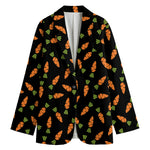 Black Carrot Pattern Print Women's Cotton Blazer