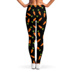 Black Carrot Pattern Print Women's Leggings