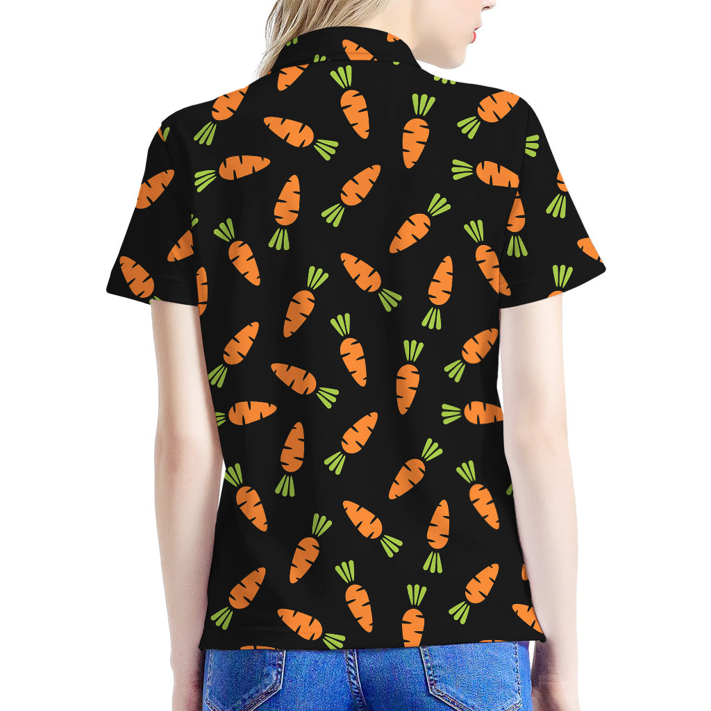 Black Carrot Pattern Print Women's Polo Shirt