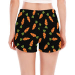 Black Carrot Pattern Print Women's Split Running Shorts